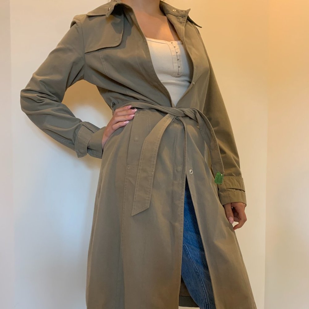 Dark Khaki Sisley Lightweight Trench Coat (Italian Size 40/US size 6)